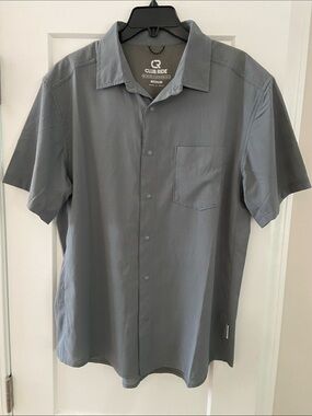 Club Ride Men’s Motive Mtn Bike Short Sleeve Button-Up Shirt Gray Medium NWOT